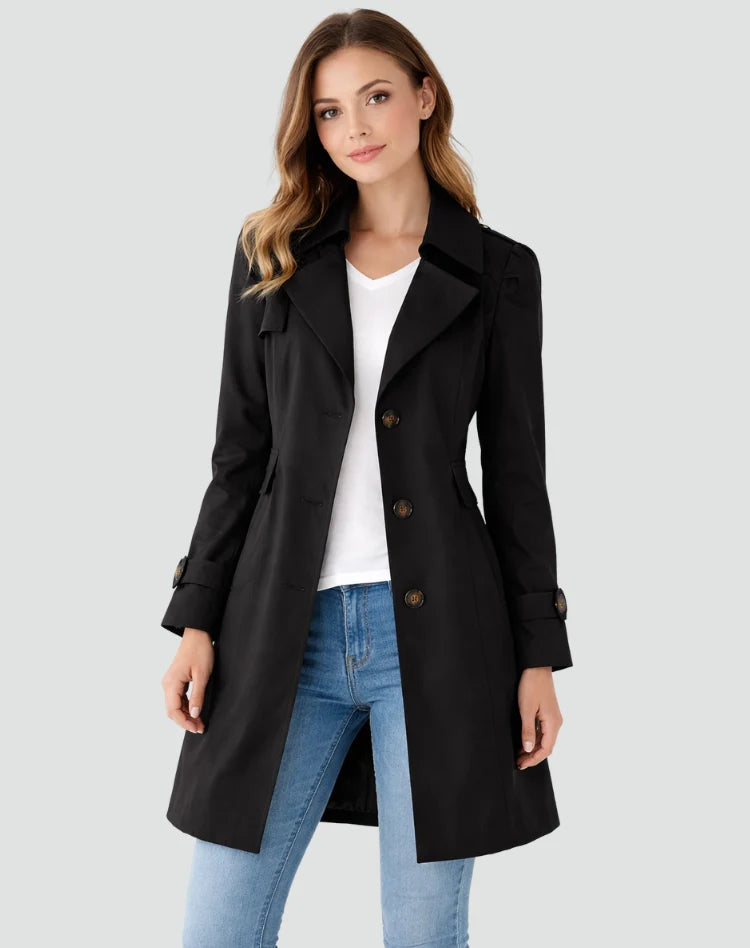 Jachetă trench femei cu croială slim fit și rever clasic 0