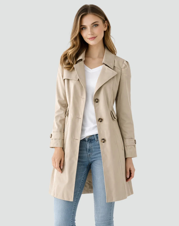 Jachetă trench femei cu croială slim fit și rever clasic 1