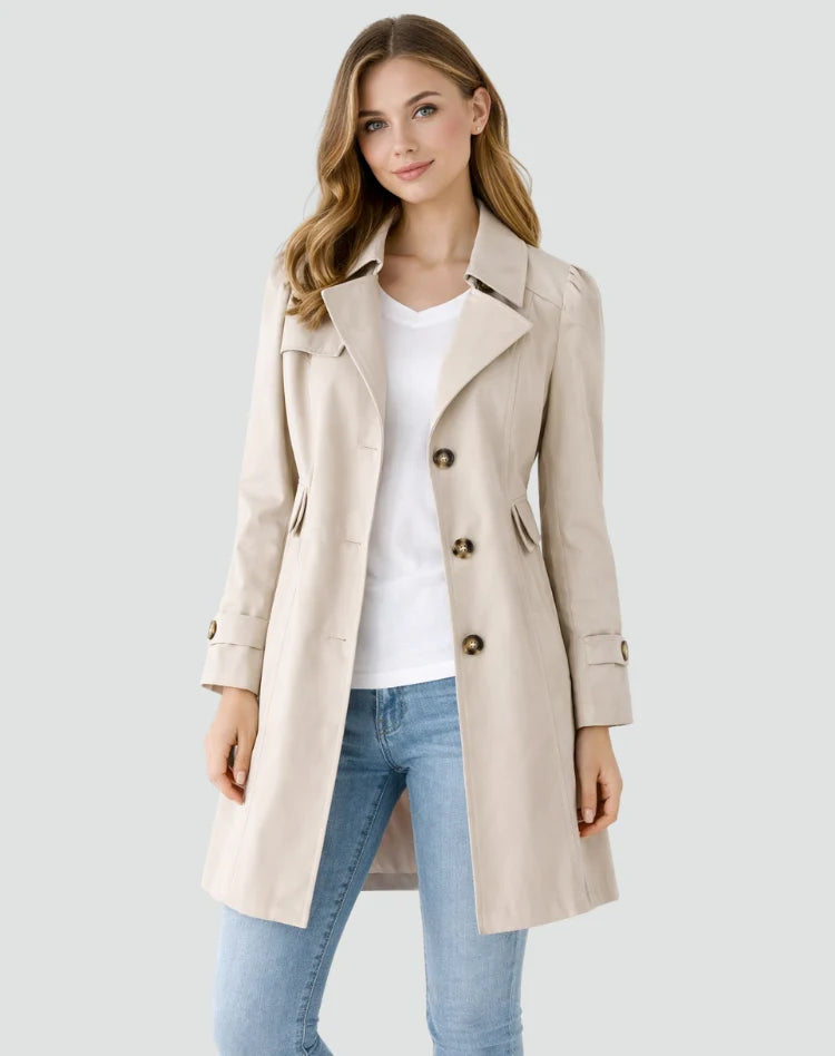 Jachetă trench femei cu croială slim fit și rever clasic 2
