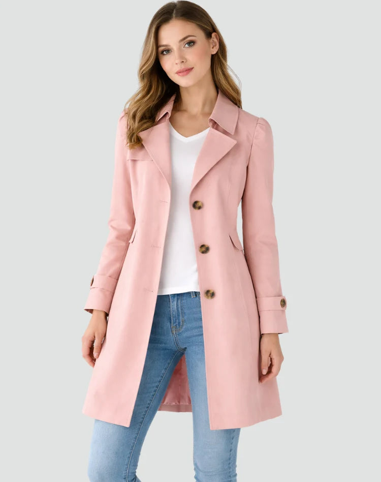 Jachetă trench femei cu croială slim fit și rever clasic 3