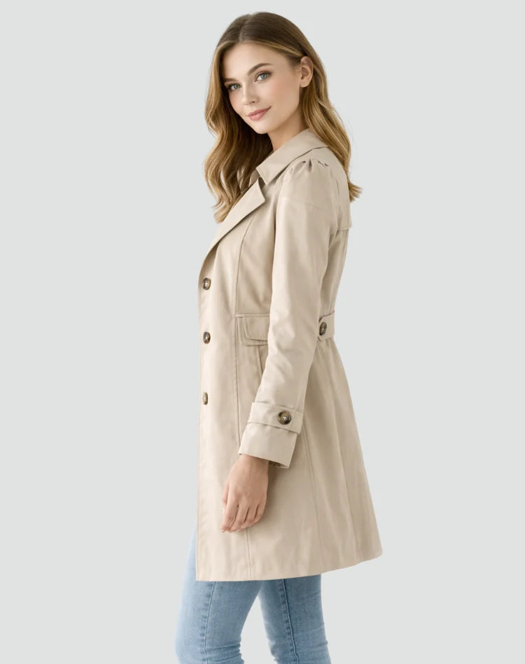 Jachetă trench femei cu croială slim fit și rever clasic 5