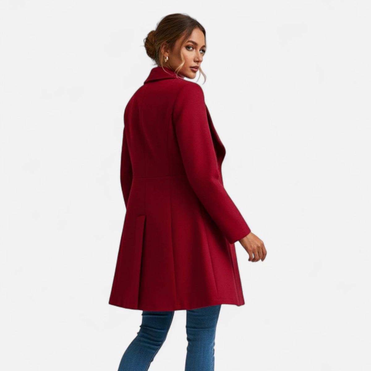 Palton de iarnă din lână pentru femei | Croială elegantă cu rever 2