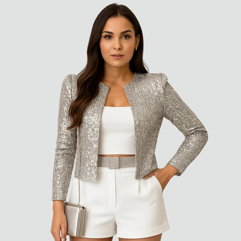 Sacou scurt cu paiete pentru femei | Jachetă elegantă de seară 2