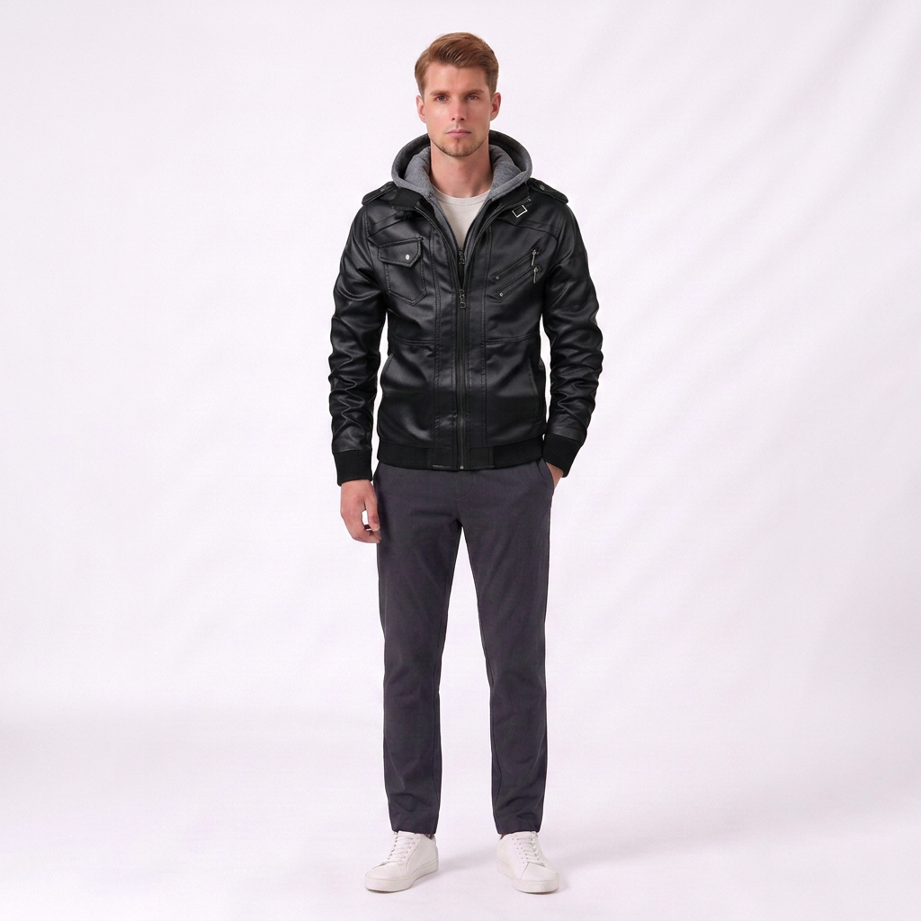 Jachetă Bărbați din Piele Artificială | Design Biker Confortabil