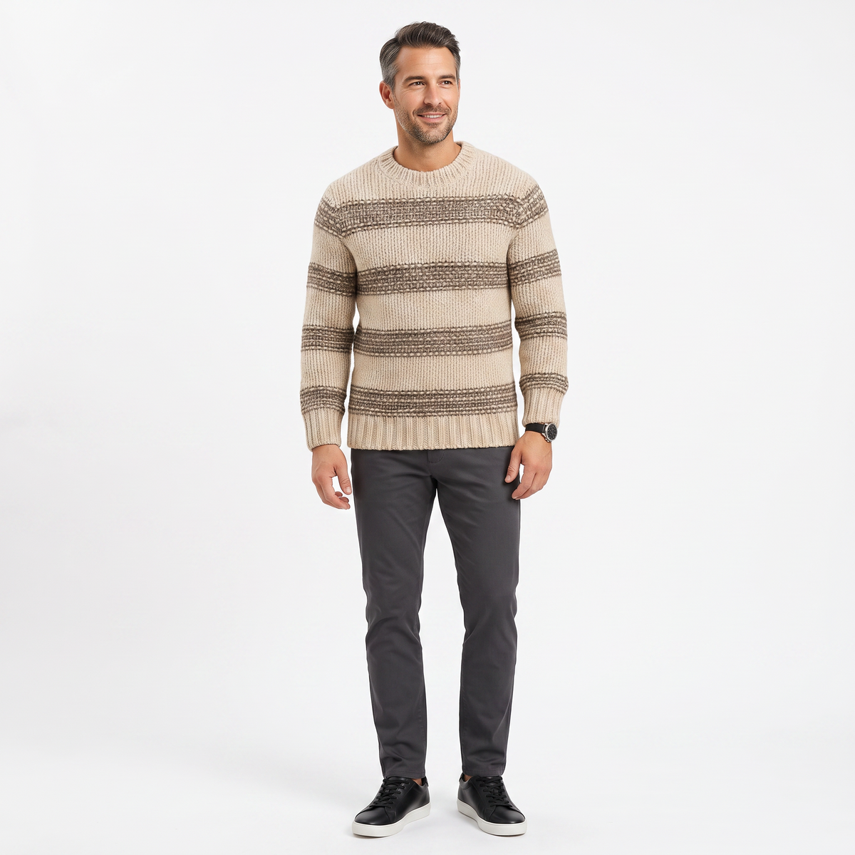 Pulover bărbațesc tricotat cu gât rulou | Confort și stil casual