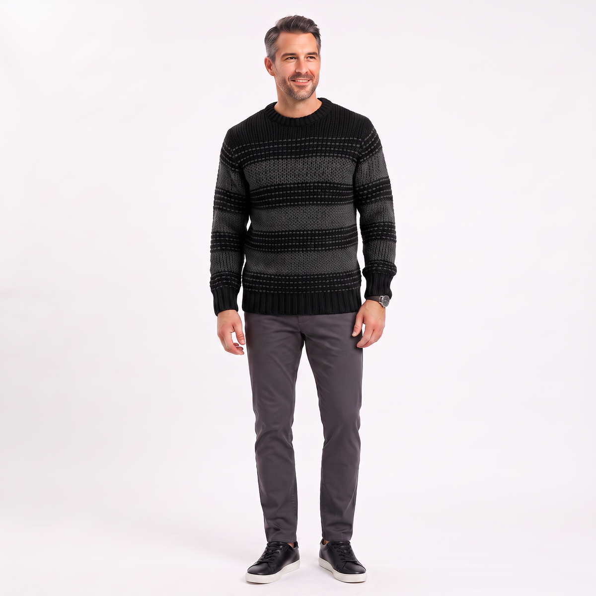 Pulover bărbațesc tricotat cu gât rulou | Confort și stil casual