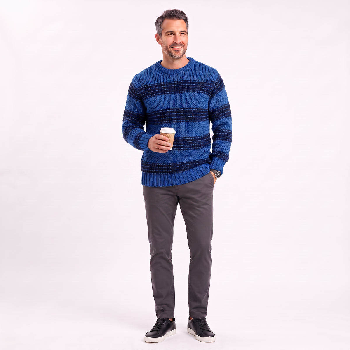 Pulover bărbațesc tricotat cu gât rulou | Confort și stil casual